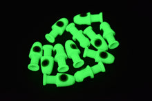 Load image into Gallery viewer, Green Apple Glow Green Tapered Tail Fly Heads W/Chartreuse Eyes - Large Knot Hole - 12Pak
