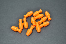 Load image into Gallery viewer, UV Orange W/Large Knot Hole Tapered Tail Fly Heads - 12Pak