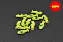 Load image into Gallery viewer, chartreuse with green eyes salmon trout trolling fly head