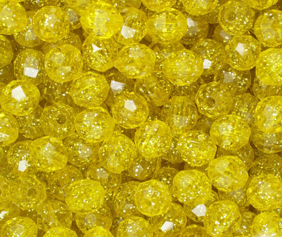 Yellow Transparent Sparkle Faceted Beads