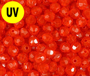 UV Fire Red Transparent Faceted Beads