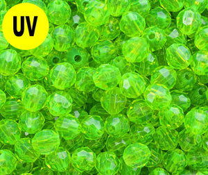 Lime Roe UV Transparent Faceted Beads