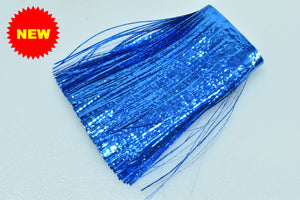 electric blue metallic ci salmon trolling fly 4" Banded bandaboo mylar  skirt material