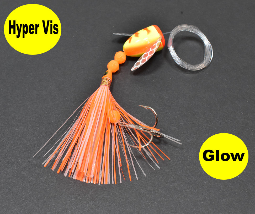 UV Glow Orange Tiger - Lake Trout Spin-N-Glo - Hyper Vis – SalmonElixir.com