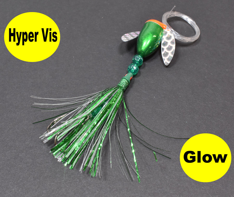 Metallic Green Pirate Glow - Lake Trout Spin-N-Glo - Hyper Vis ...