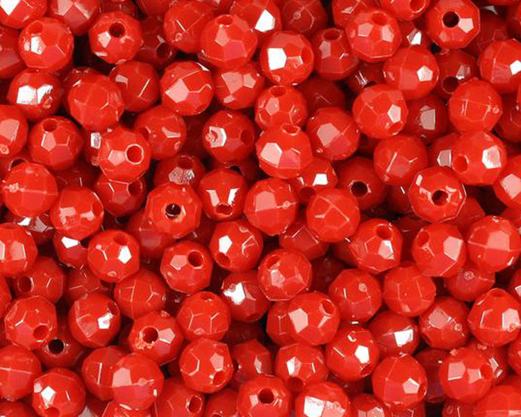 Red Faceted Beads