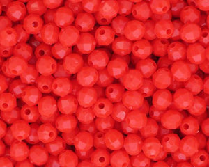 Bright Red Faceted Beads