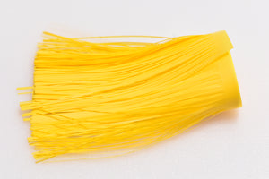 competition yellow flat salmon & trout trolling fly 4" banded bandaboo mylar skirt material