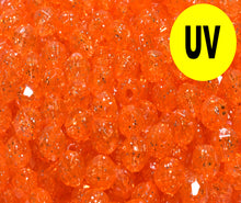 Load image into Gallery viewer, orange uv transparent faceted salmon trout trolling fly bead
