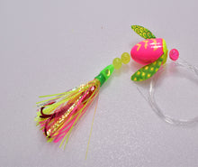 Load image into Gallery viewer, pink chartreuse Tiger lake trout trolling lure spin-n-glo
