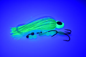 high percentage michigan uv green pearl glow big eye salmon trolling fly