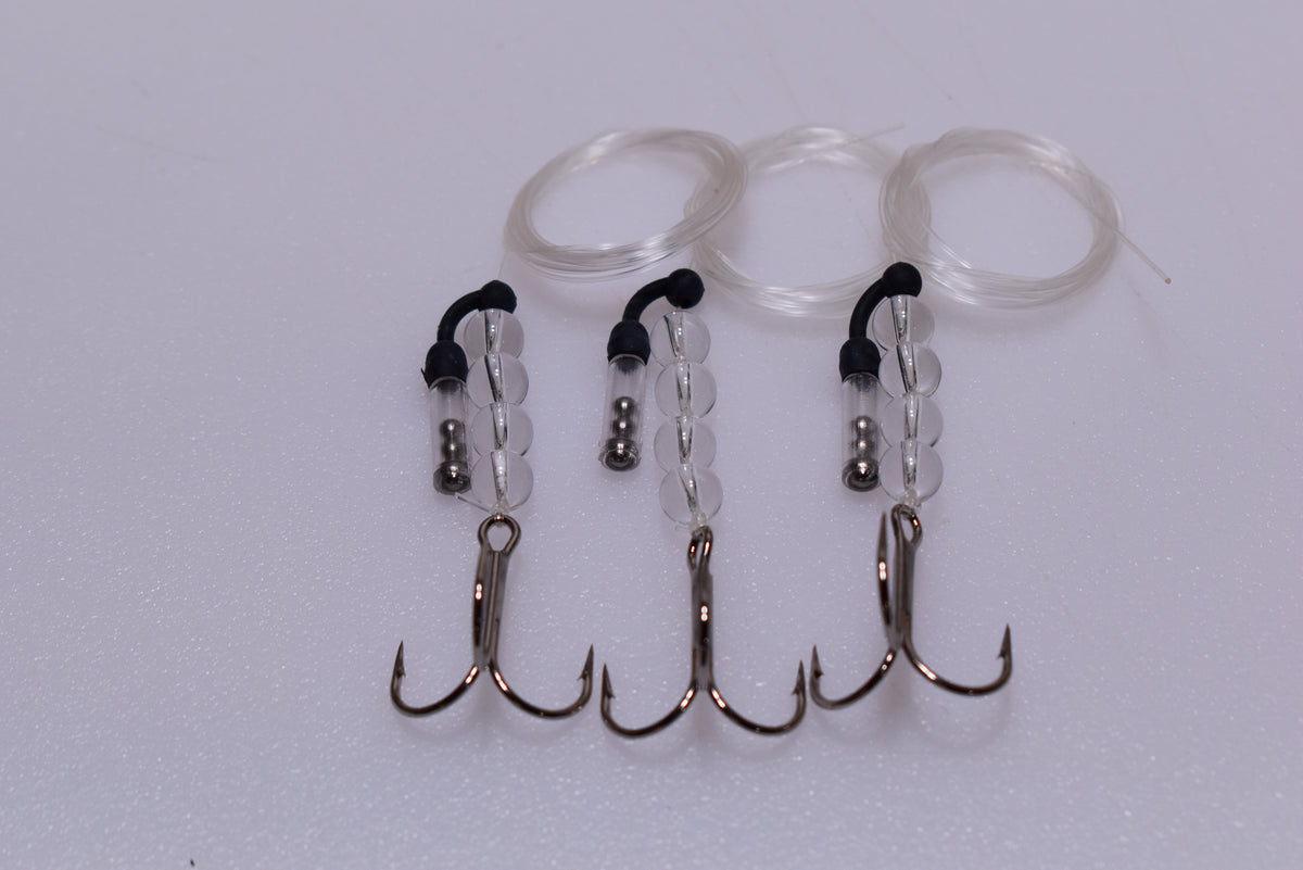 Single Treble Rig Leader - Clear Extreme UV - 3 Pack – SalmonElixir.com