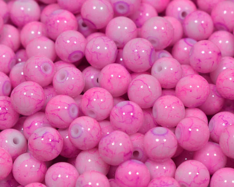 50 Pack of 8mm Neon Pink color drift beads for steelhead and trout