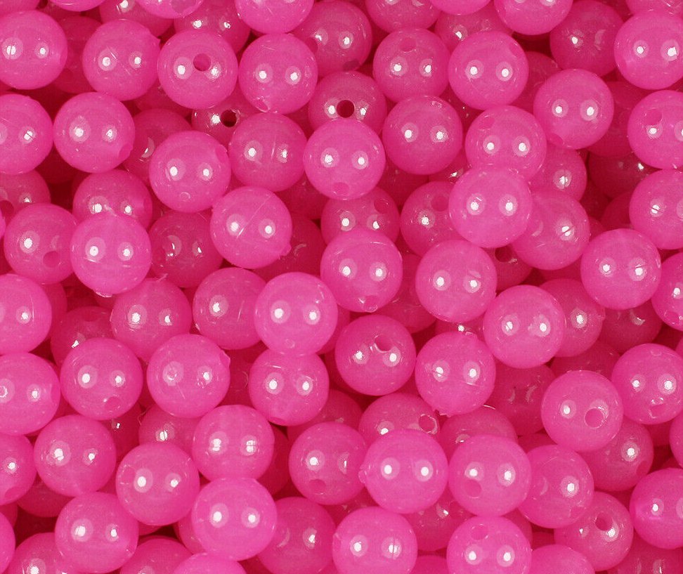 Hot Pink Glow 8mm - Glow Beads for Salmon & Trout Trolling Flies –