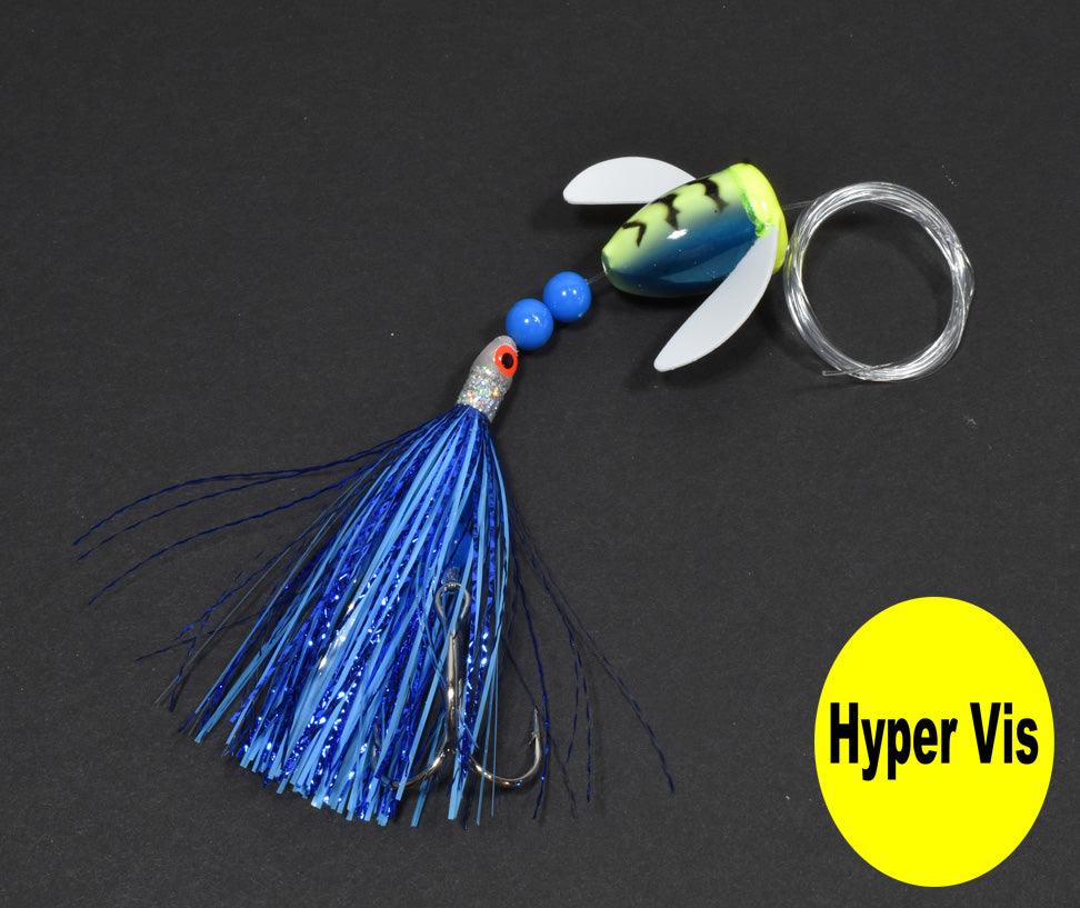 UV Chartreuse Black Tiger - Lake Trout Spin-N-Glo - Hyper Vis –