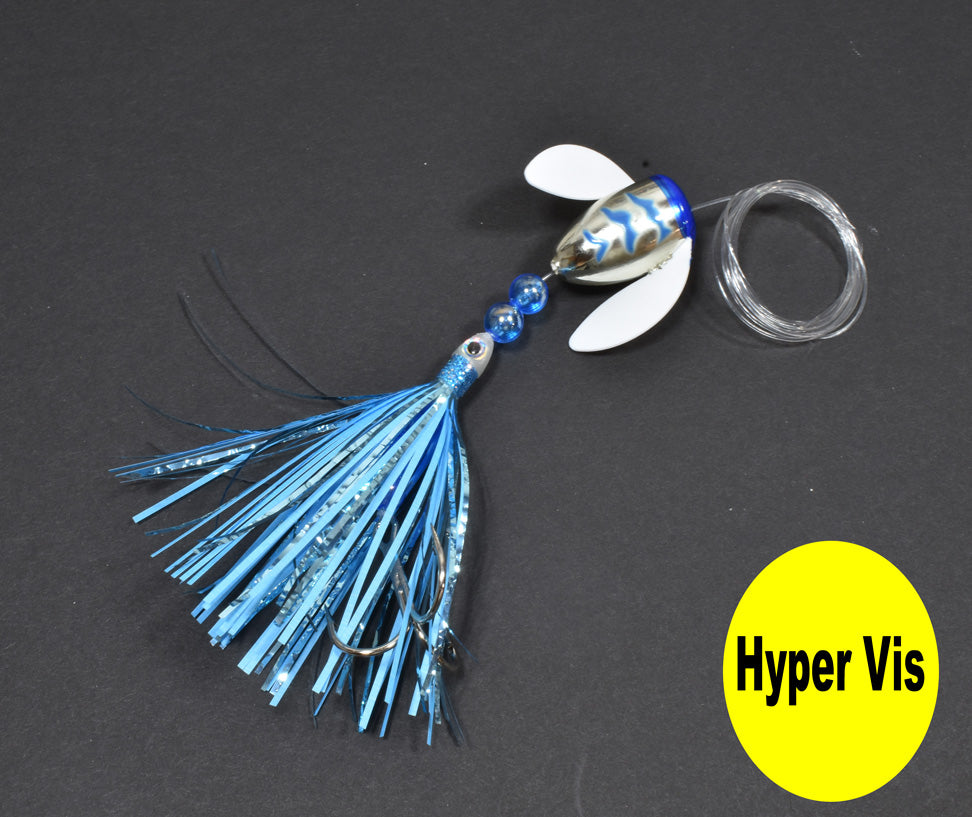 UV Metallic Silver Blue Tiger - Lake Trout Spin-N-Glo - Hyper Vis ...
