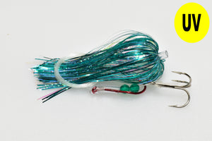 mean green sally silicone salmon trolling fly.