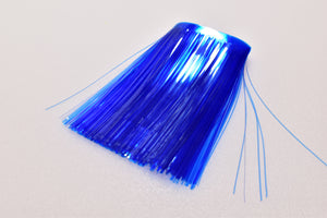 blue transparent flat salmon trolling fly 4" banded bandaboo mylar skirt material