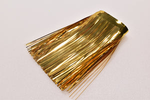 gold flat salmon trolling fly 4" Banded bandaboo mylar skirt material
